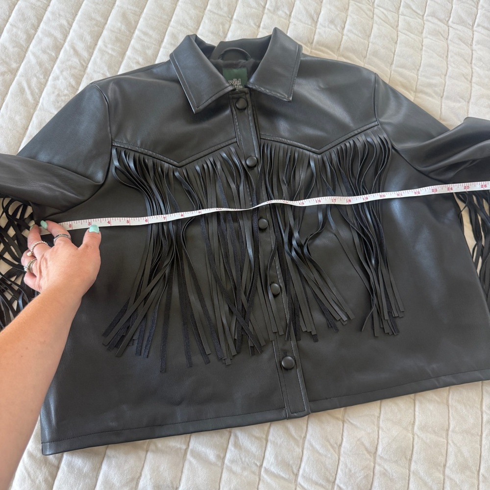 Wild Fable black faux leather fringe jacket Size XXL western - Picture 7 of 8